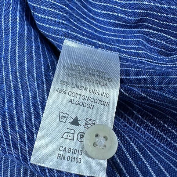 Jack Victor NWT Blue White Striped Thornhill Linen Cotton Dress Shirt Size 2XL - Picture 7 of 10